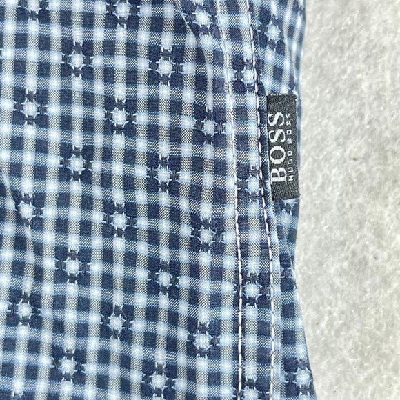 BOSS HUGO BOSS Mens L Blue Patterned Long Sleeve Button Down Shirt - Picture 12 of 14